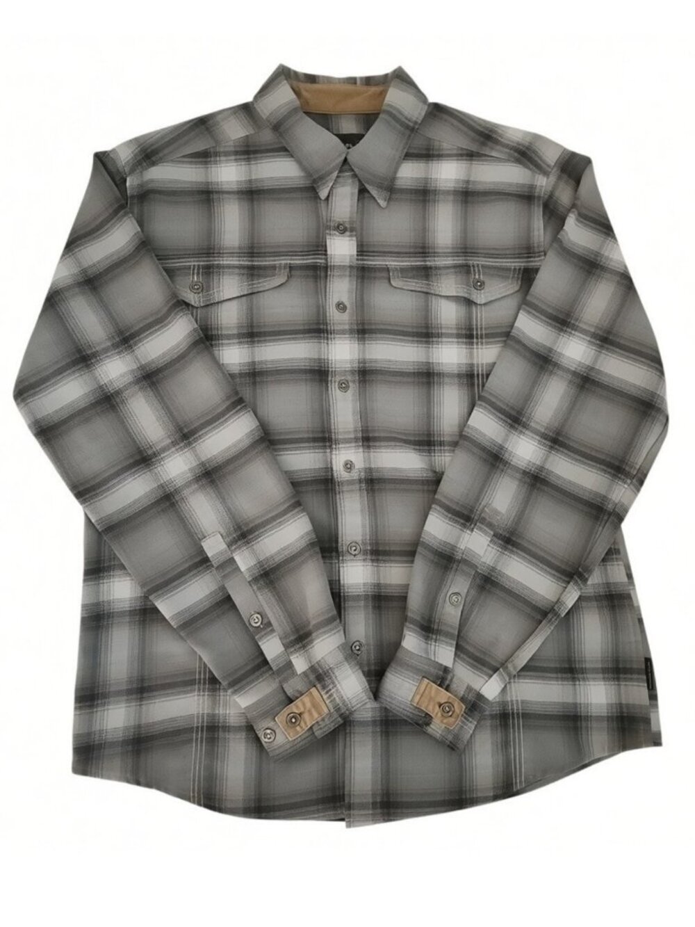 Royal Robbins Long Sleeve Stretch Plaid Shirt – Men's Size L – Gray – Excellent